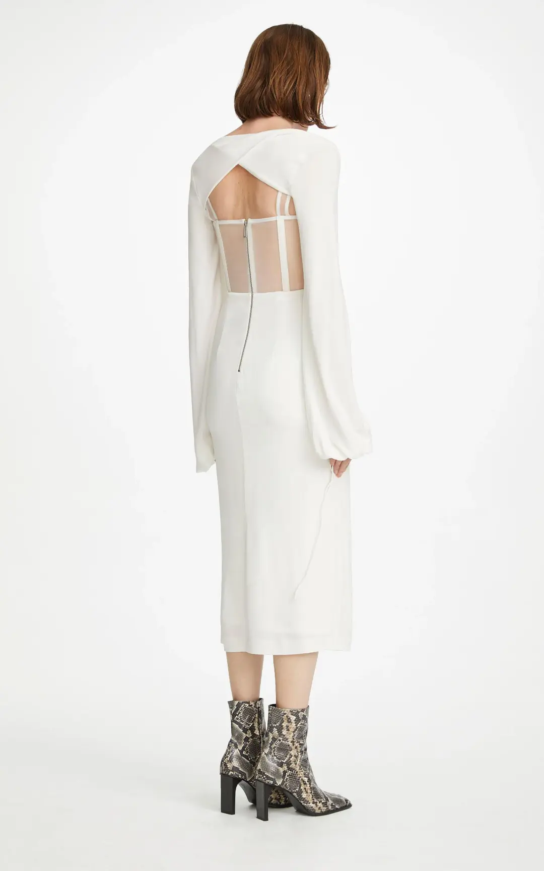 Dion Lee Viscose Jersey Twist Corset Dress White Size 6 for rent on The Volte - main image