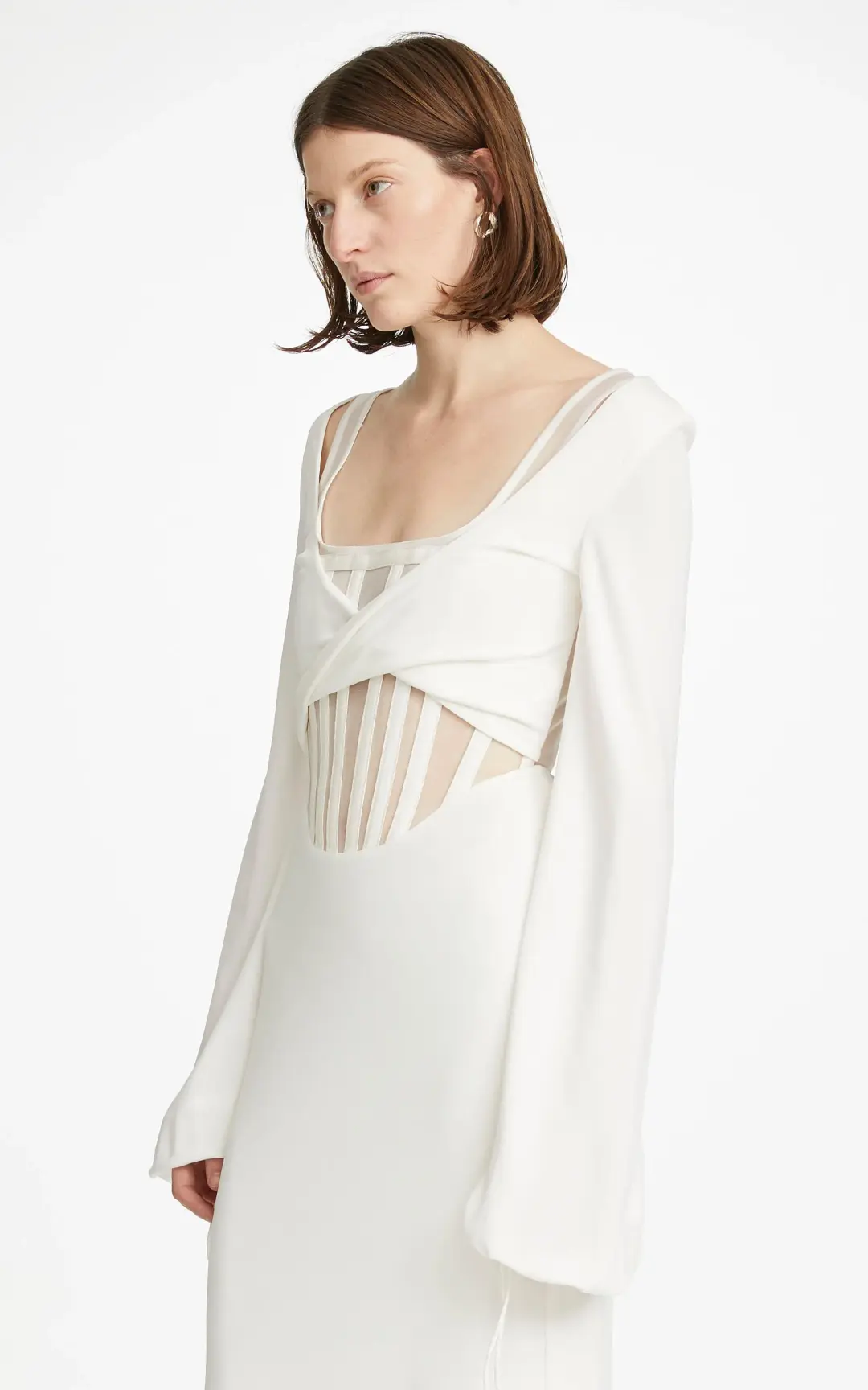 Dion Lee Viscose Jersey Twist Corset Dress White Size 6 for rent on The Volte - main image