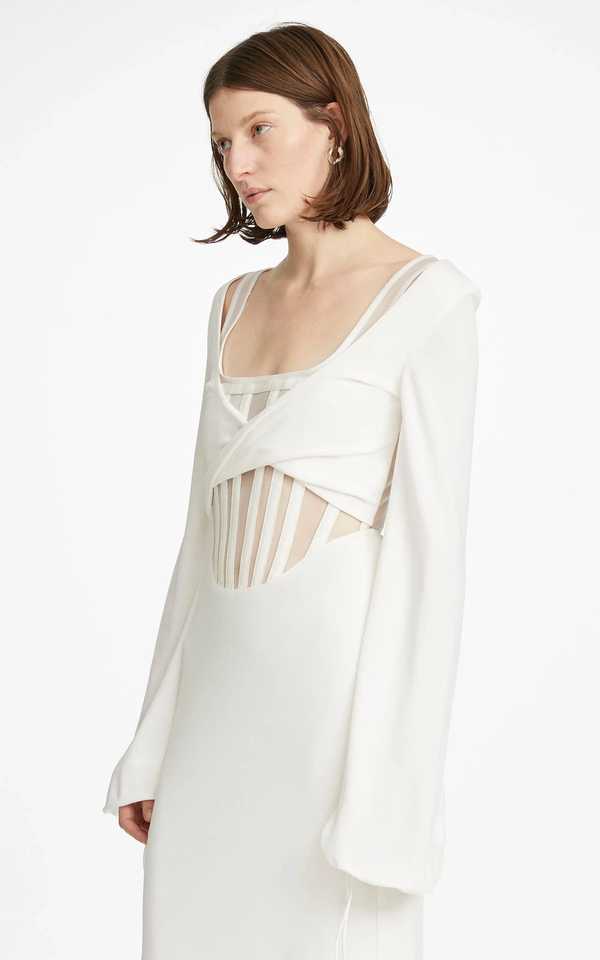Dion Lee Viscose Jersey Twist Corset Dress White Size 6 - Image 3