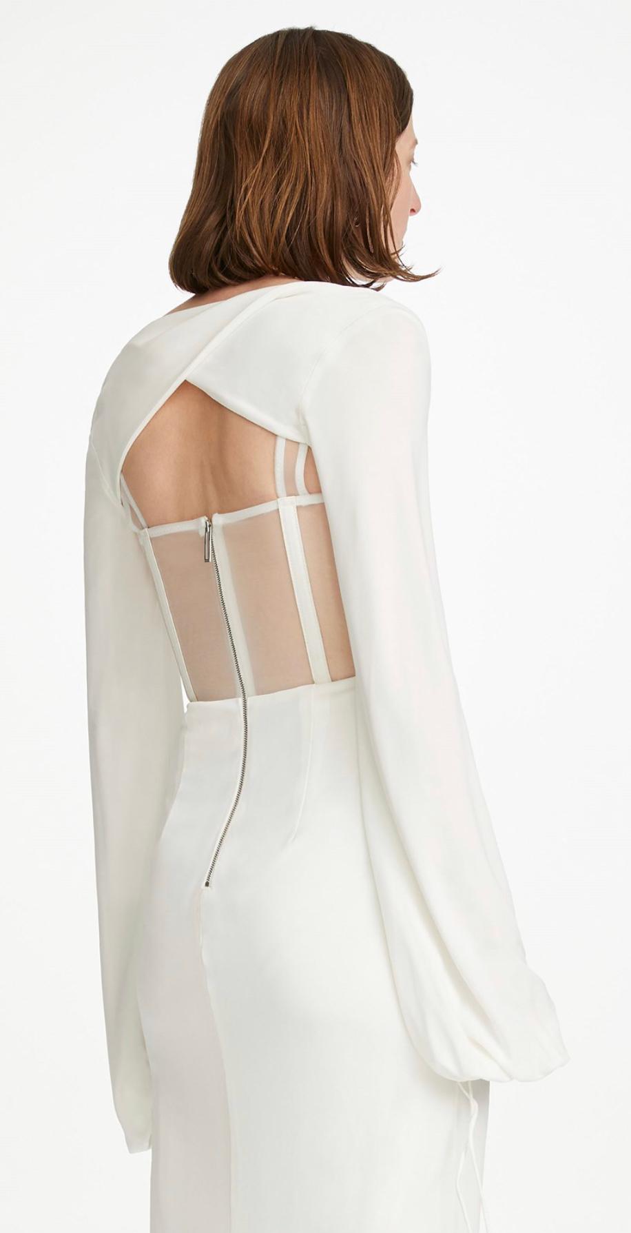 Dion Lee Viscose Jersey Twist Corset Dress White Size 6 for rent on The Volte - main image