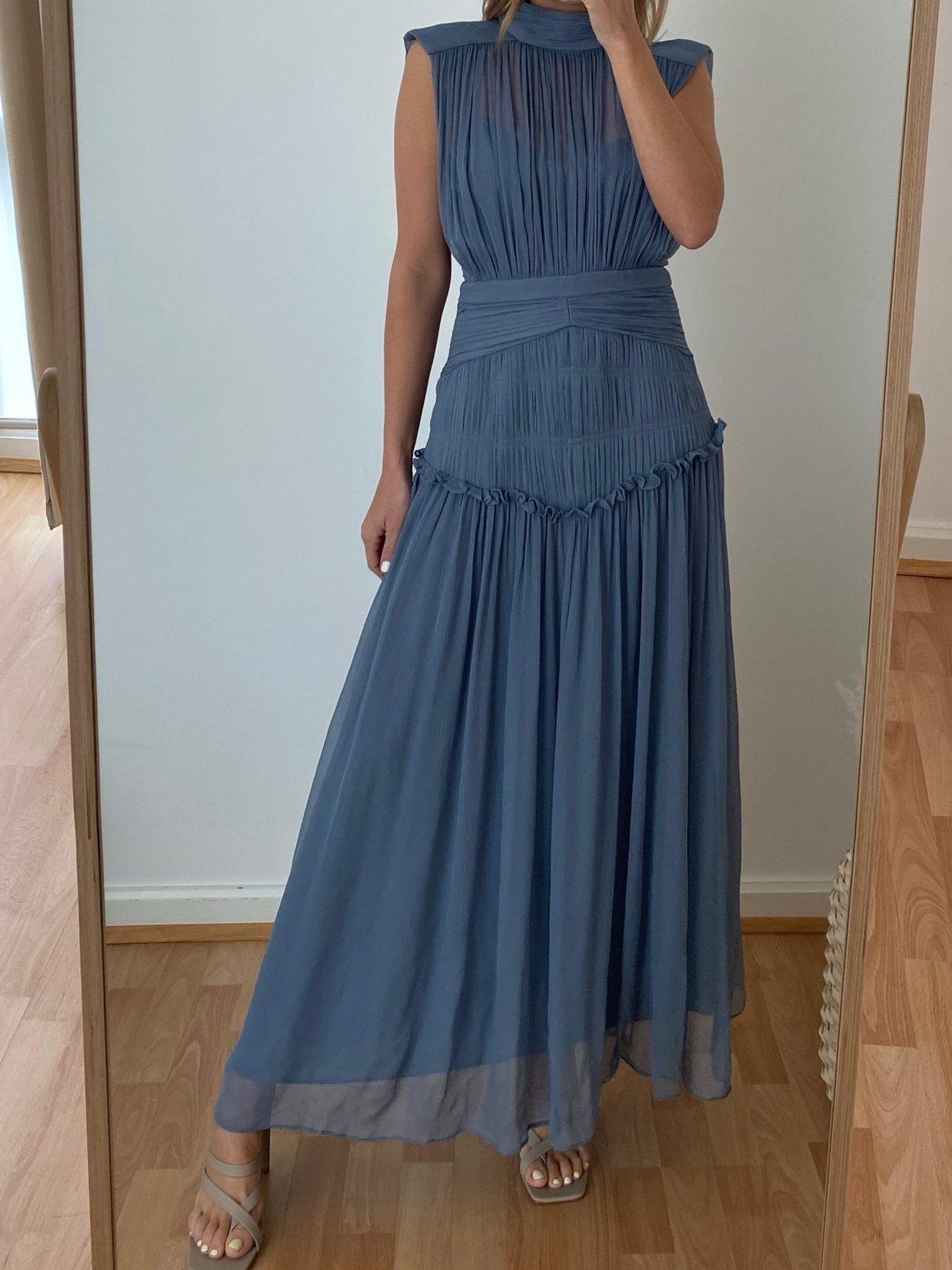 Shona Joy Kayla High Neck Midi Dress Blue Size 8 - Image 6