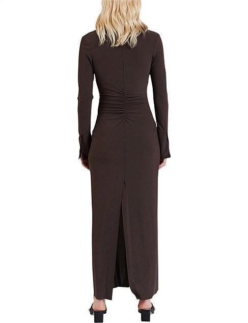 Bec & Bridge Sylvia Long Sleeve Maxi Dress Cognac Brown Size 6 - Image 3