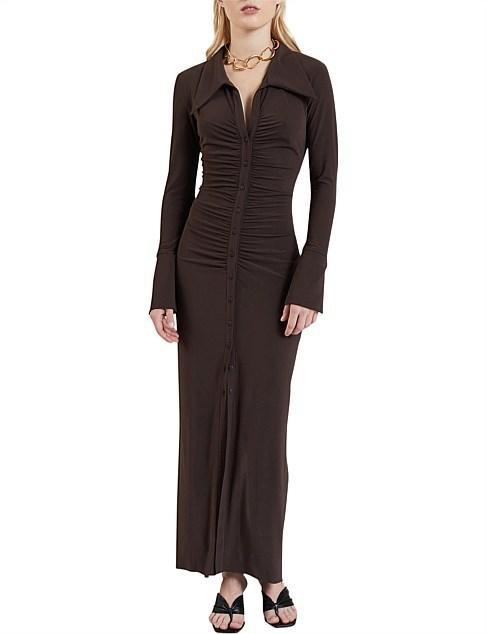 Bec & Bridge Sylvia Long Sleeve Maxi Dress Cognac Brown Size 6 - Image 1