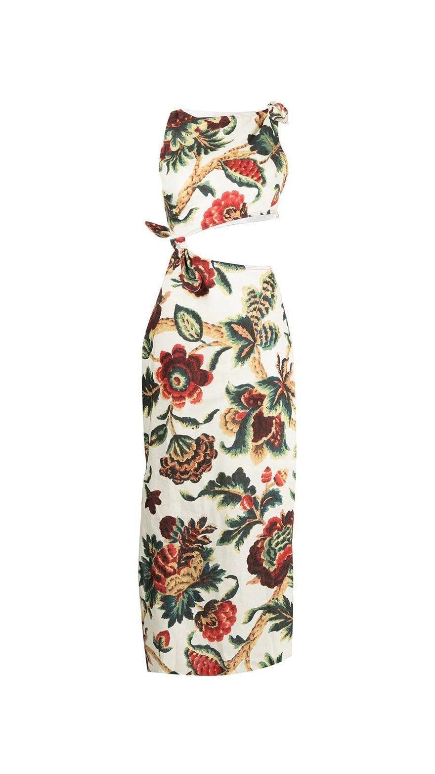 Sir The Label Ambroise Knot Dress Midi Floral Print | AU 8  for rent on The Volte - main image