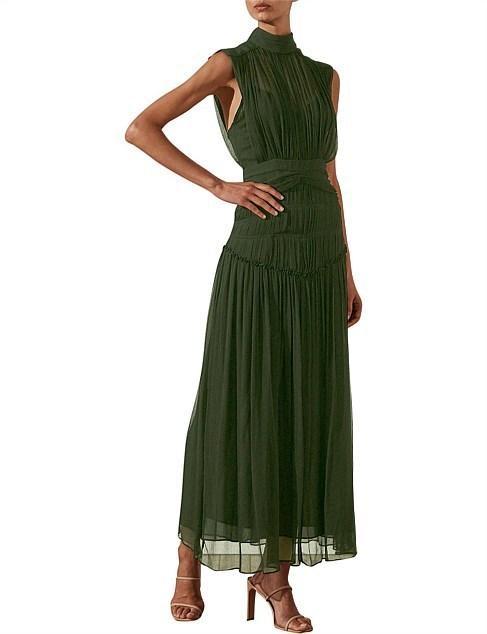 Shona Joy Clemence High Neck Maxi Dress Green Size 6 - Image 2