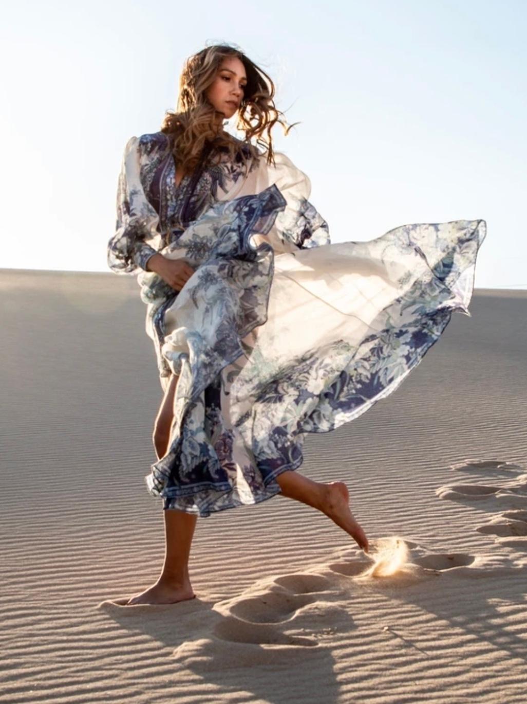 Zimmermann Glassy Billow Dress Navy Phoenix Size 0 / AU 8 for rent on The Volte - main image