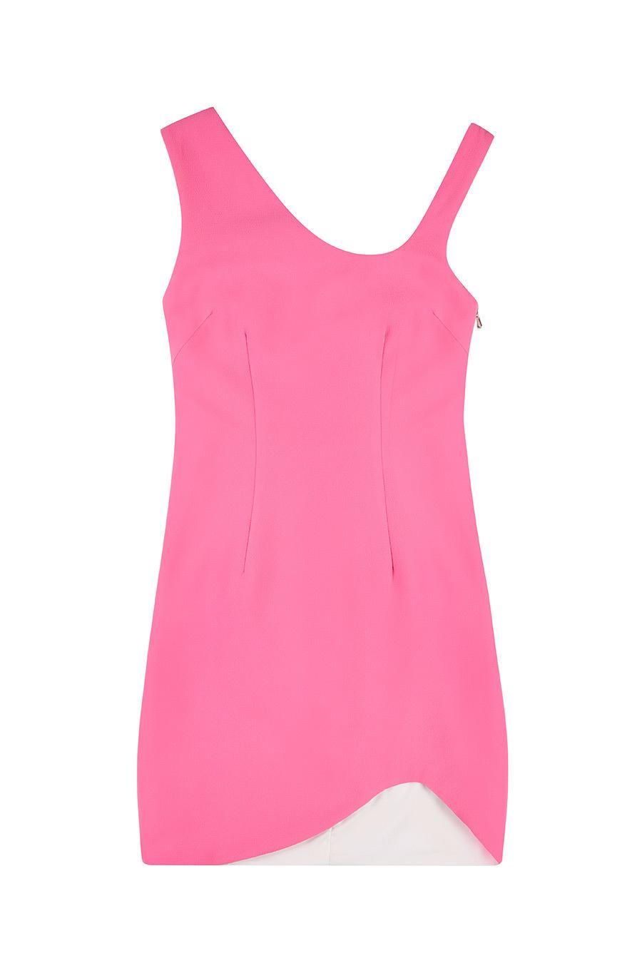 BY JOHNNY - Punch Pink Asymmetric Mini Dress Sz 6 - Image 4