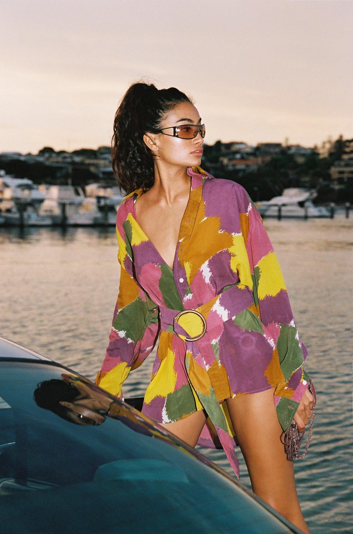 Bamba Titan Shirt Dress in Dry Brush Print Size M/L - Image 4