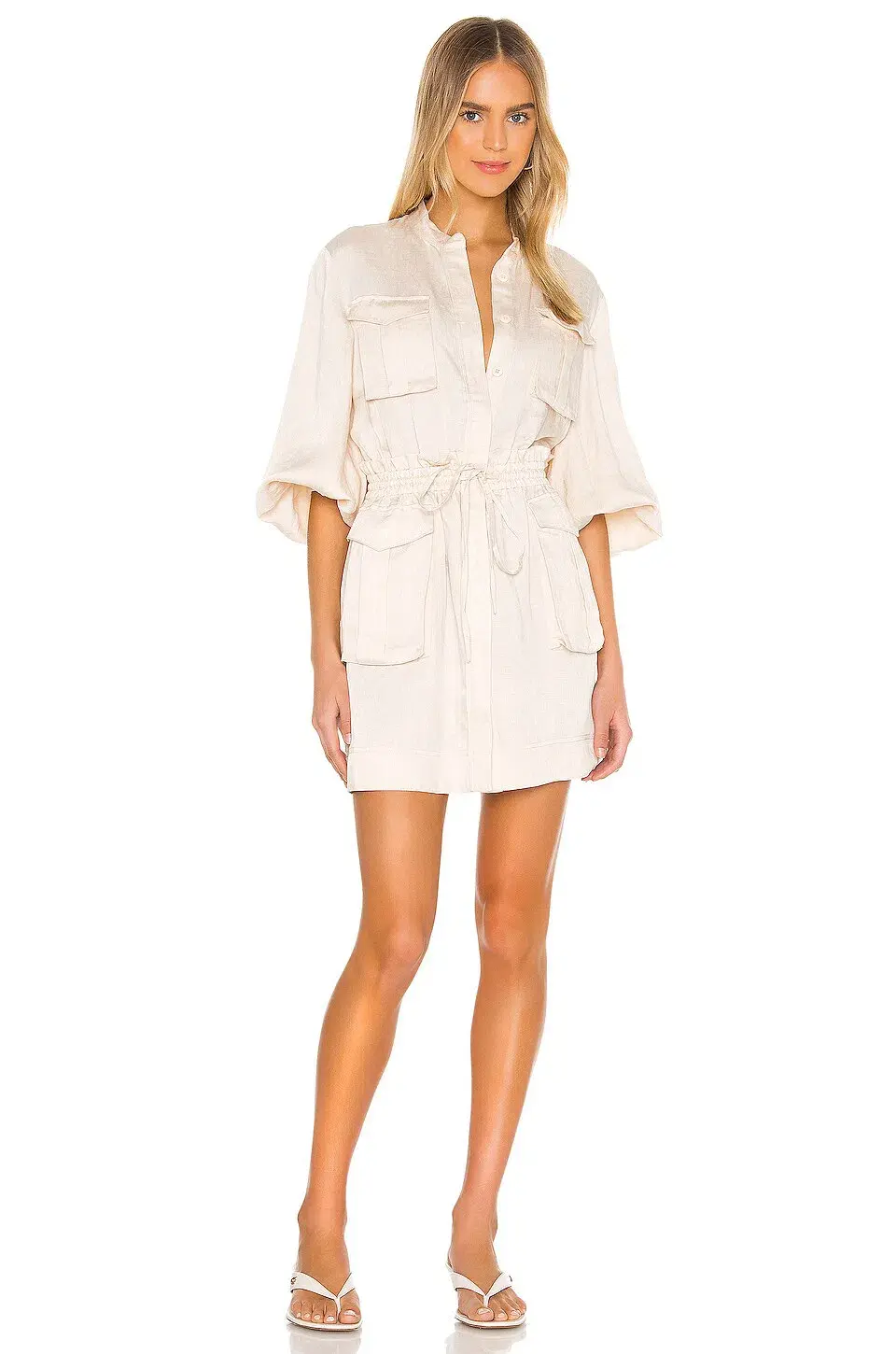Shona Joy Ellington Balloon Sleeve Mini Dress Ecru Size 8 - Image 1