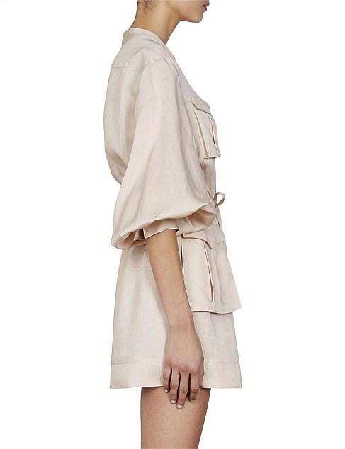 Shona Joy Ellington Balloon Sleeve Mini Dress Ecru Size 8 - Image 7