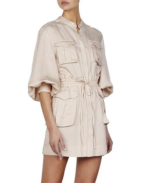 Shona Joy Ellington Balloon Sleeve Mini Dress Ecru Size 8 - Image 6