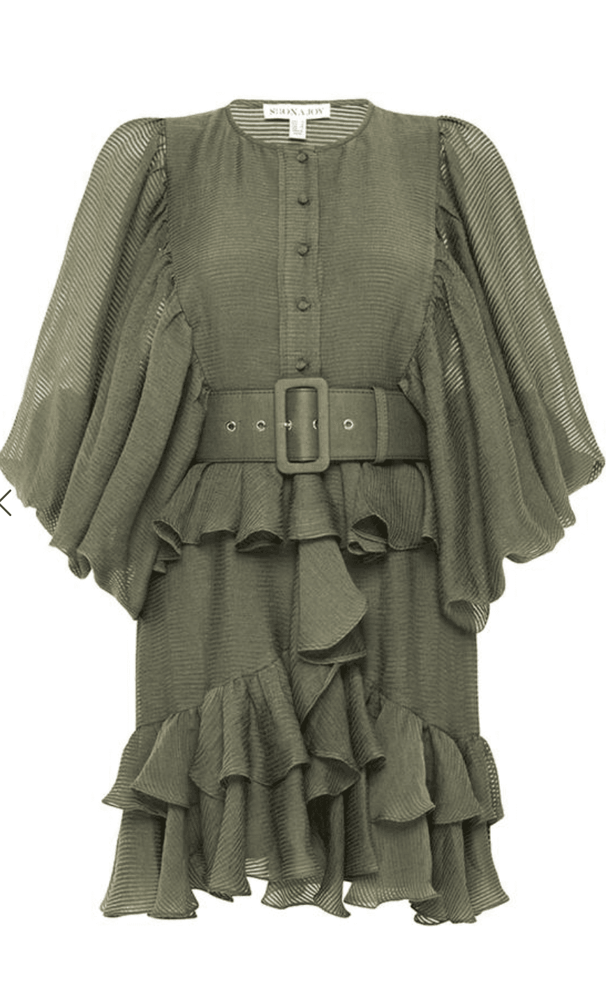 Shona Joy Charlotte Plunged Draped Mini Dress Khaki Size 8 - Image 7