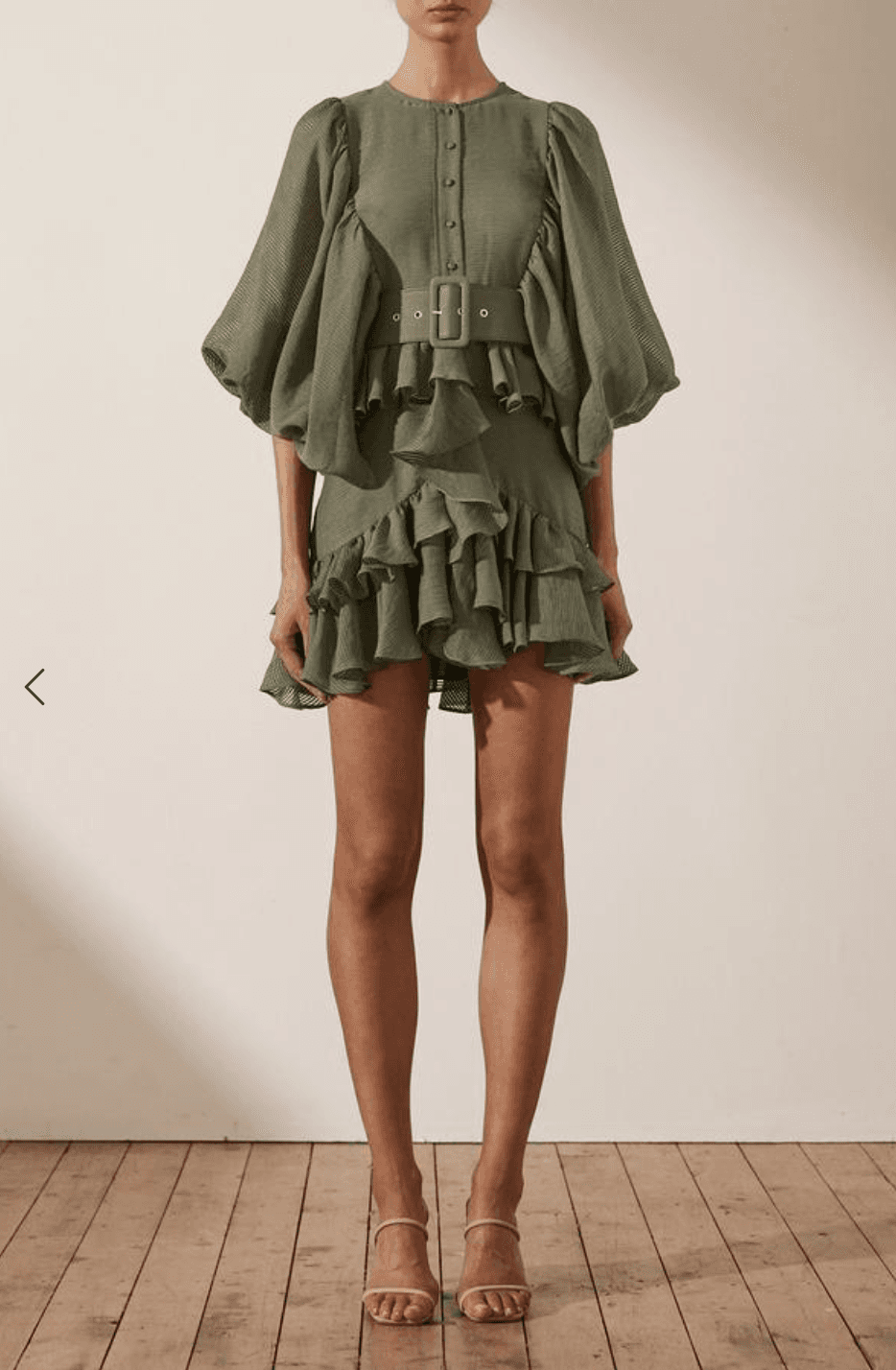 Shona Joy Charlotte Plunged Draped Mini Dress Khaki Size 8 - Image 4