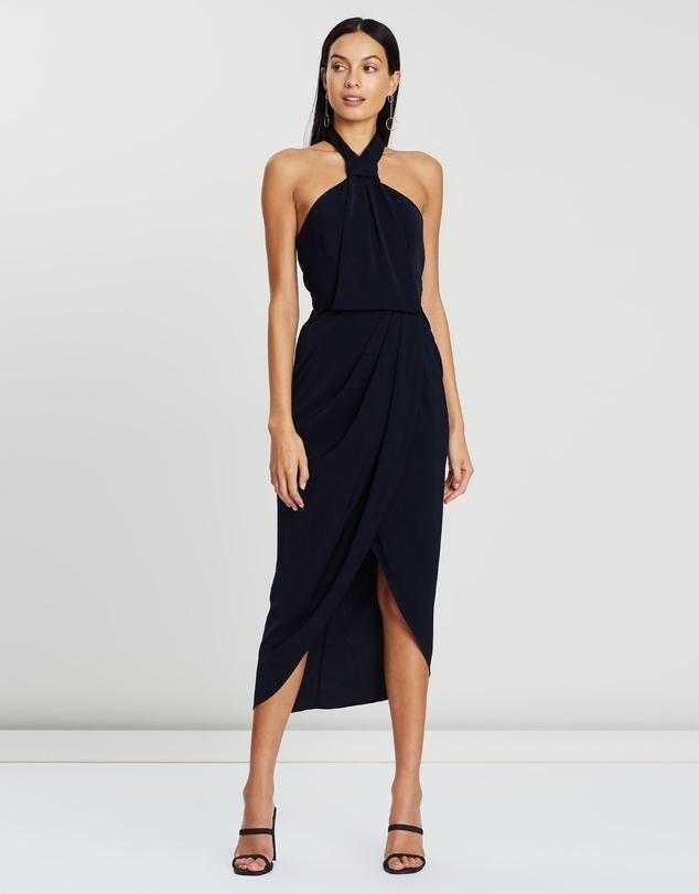 Shona Joy Core Knot Draped Dress Navy Size 10 - Image 1