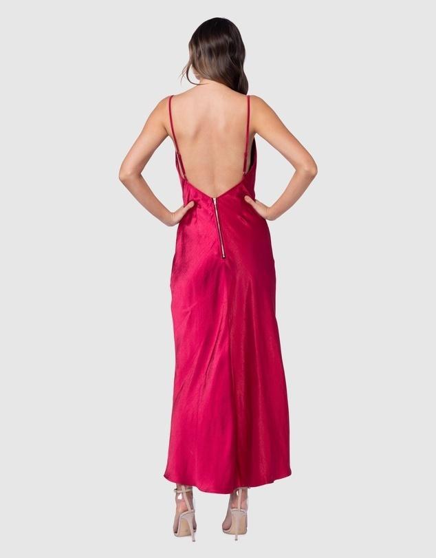 PILGRIM AURORA SATIN DRESS (CERISE) - SIZE 6 - Image 3