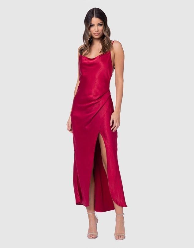 PILGRIM AURORA SATIN DRESS (CERISE) - SIZE 6 for rent on The Volte - main image