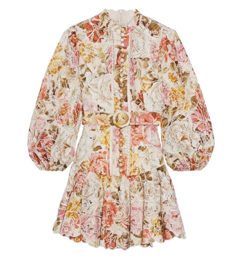 Zimmermann Bonita Embroidered Short Dress Floral Size 1/ AU 10 - Image 4