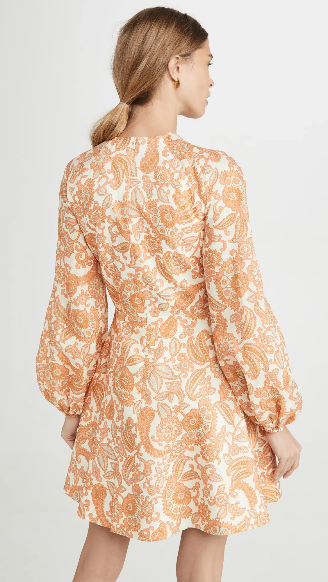 Zimmermann Peggy Scallop Short Dress Orange Paisley Size 8 - Image 3