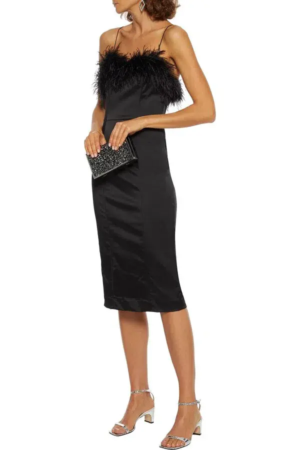 Veronica Beard Strapless Feather Dress Black Size 12  - Image 2