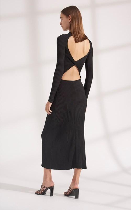 Dion Lee STRIPE RIB TWIST DRESS Black Size 8 - Image 2