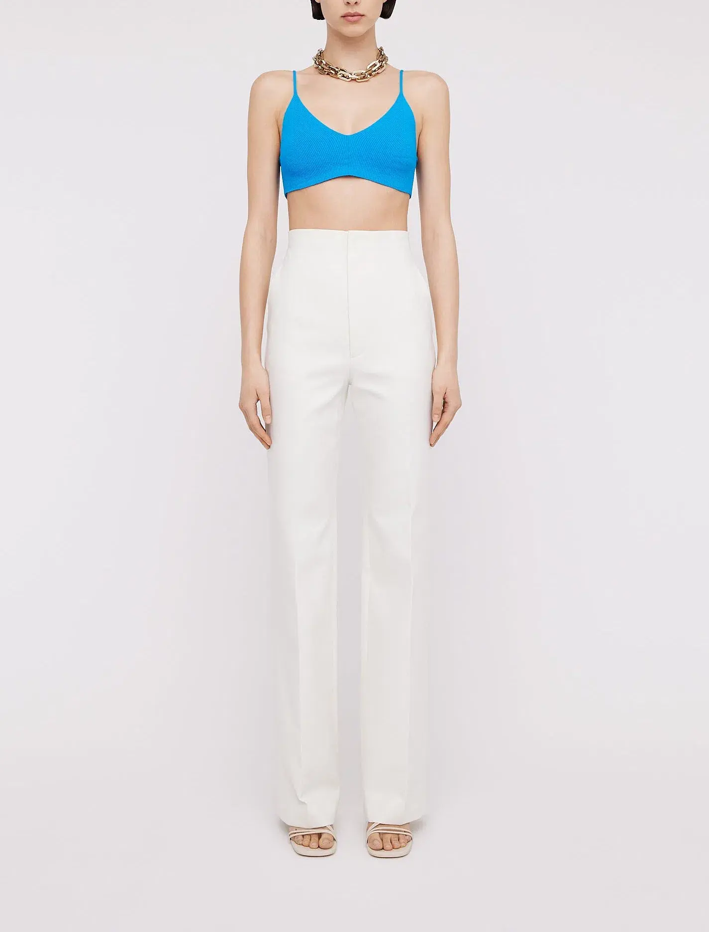 Scanlan Theodore Crepe Knit Bralette and Shorts Set Blue Size 6 - Image 1