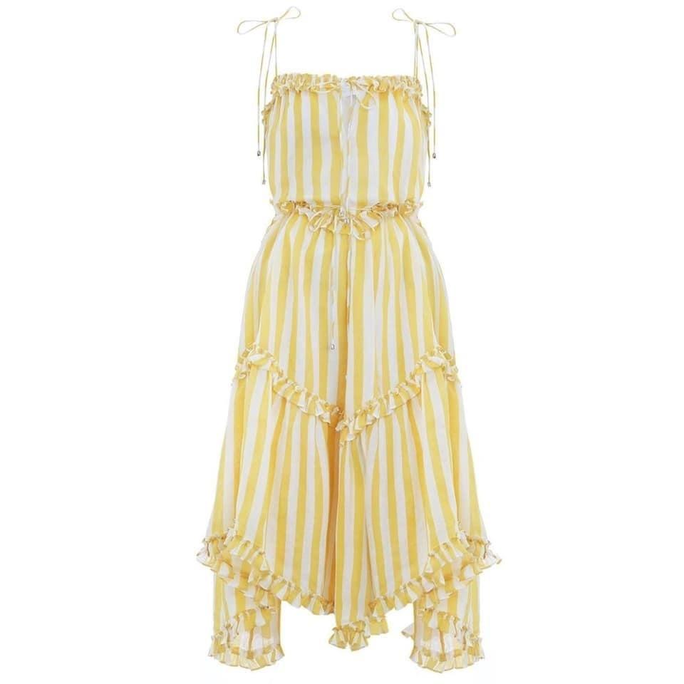 Zimmermann Lumino Floating Stripe Dress Yellow Size 2 / Au 12 - Image 4