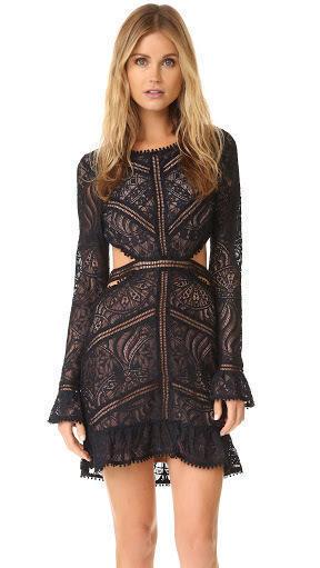 For Love And Lemons Emerie Cut Out Dress Black Lace Sz 10 - Image 3