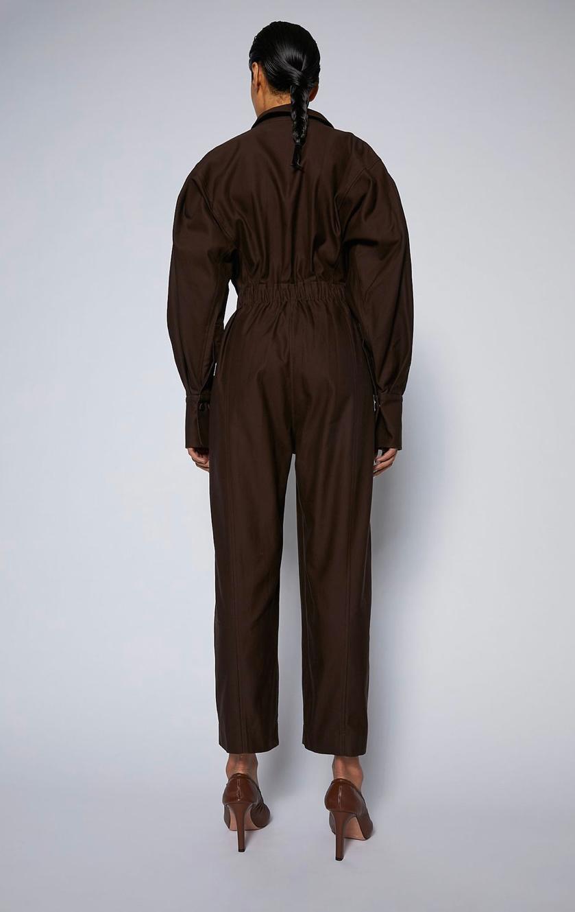 Scanlan Theodore Merserised D.Cotton Jumpsuit Chocolate Brown Size 6 for rent on The Volte - main image