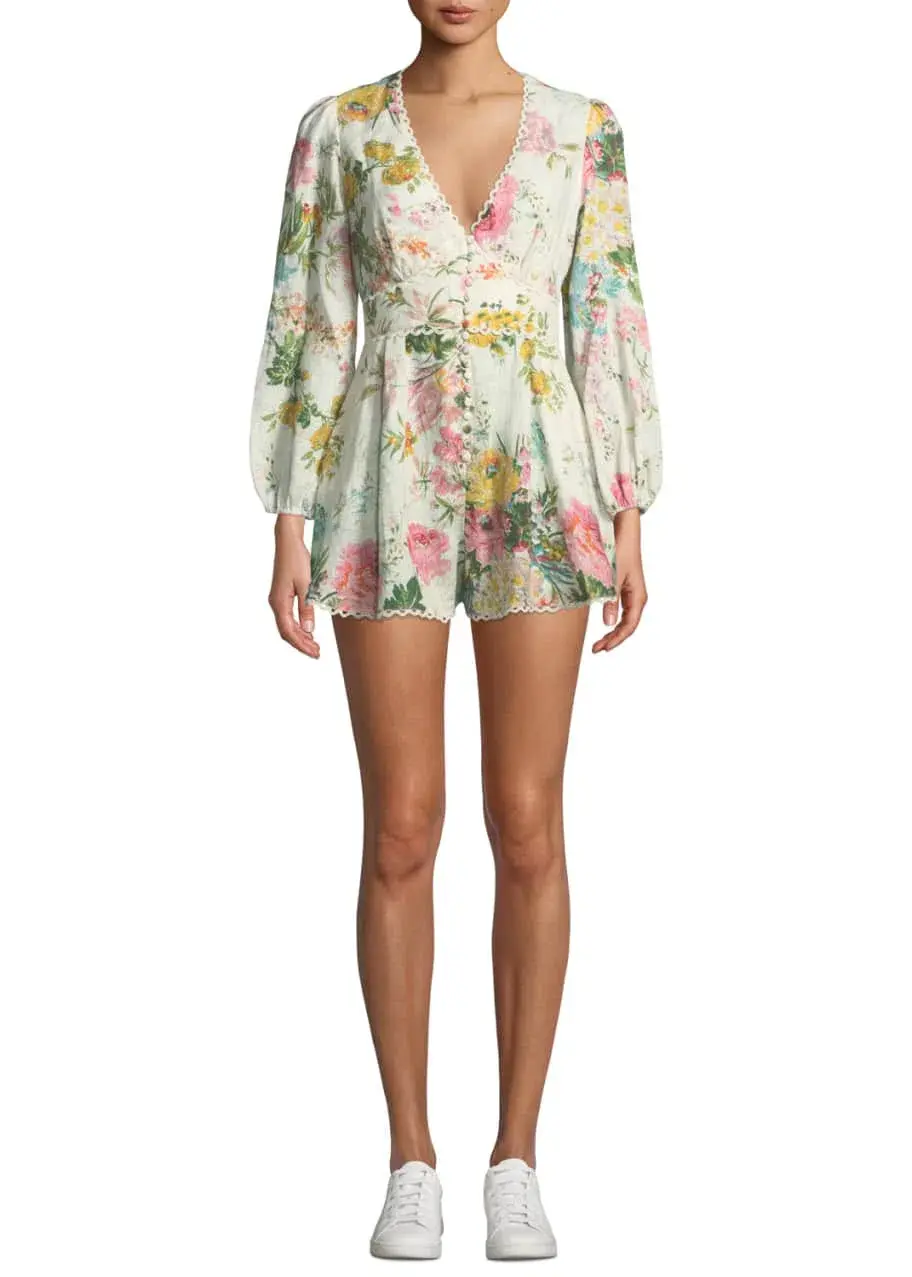 Zimmermann Heathers Linen Playsuit Garden Floral Size 1 / AU 10 - Image 1