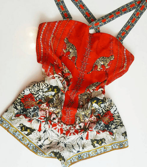 Camilla - HANGZHOU HOLLYWOOD SHIFT HALTER RED PLAYSUIT SIZE 6 for rent on The Volte - main image