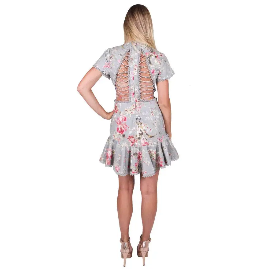 Zimmermann Mercer Flutter Mini Dress Floral Size 2 / AU 12 for rent on The Volte - main image