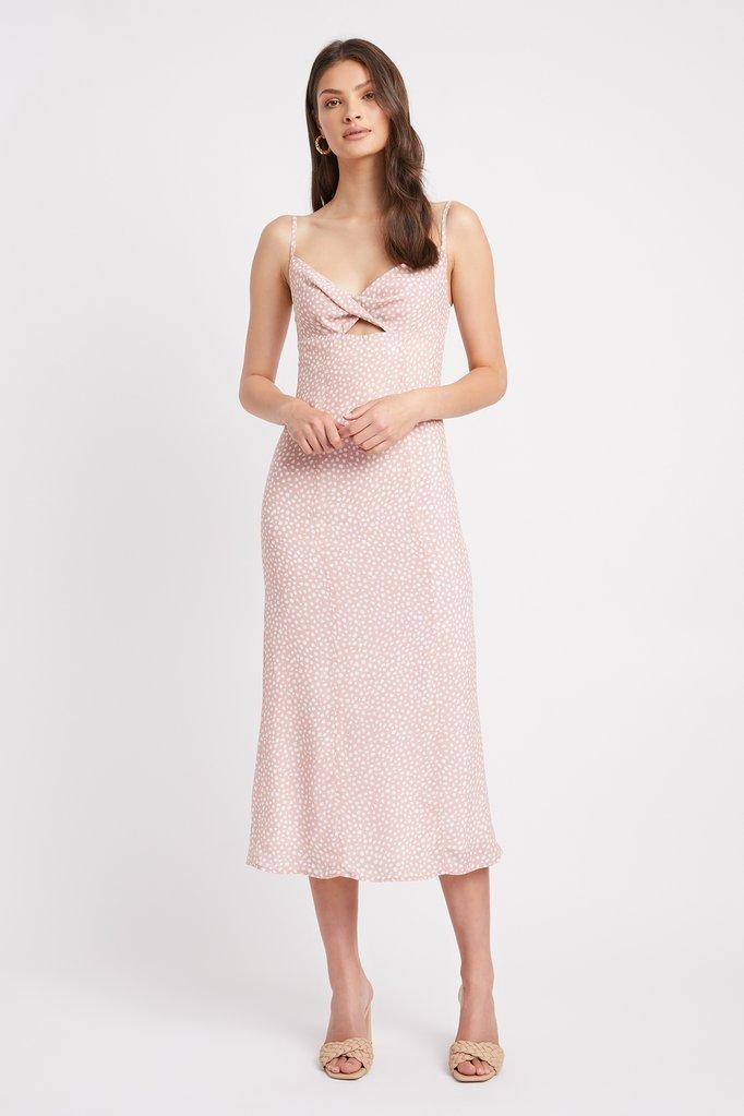 Kookai Karlie Twist Midi Dress Blush Print Size 8 - Image 1