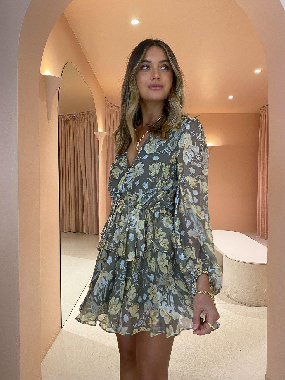 Shona Joy Jolie Balloon Sleeve Mini Dress Floral Size 10 - Image 2