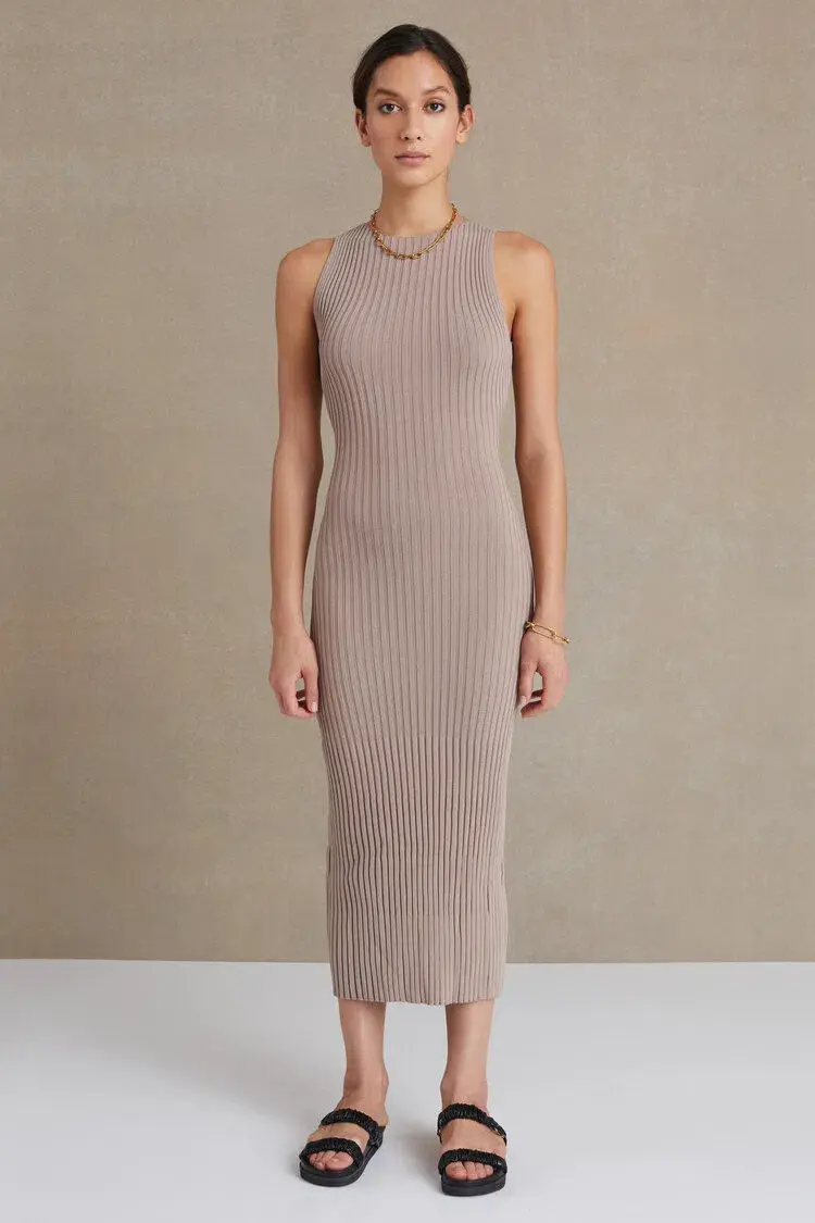 Bec and Bridge Lyla Knit Midi Dress Fawn Size 8 - Image 1