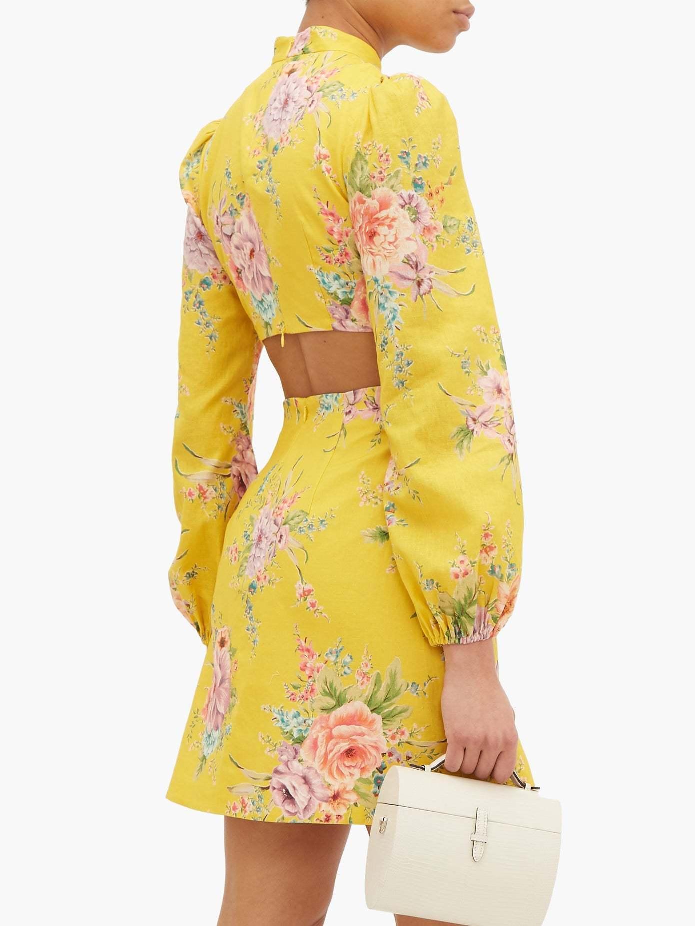 Zimmermann  Zinnia Bow Cut Out Short Dress Yellow Size 6 - Image 4