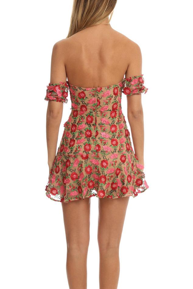 For Love And Lemons - Amelia Strapless Mini Dress Red Floral Sz 6 - Image 2