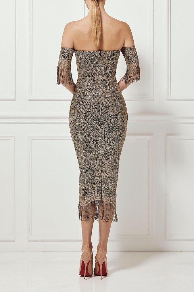 Misha Mirielle Dress Gold Size 6 for rent on The Volte - main image