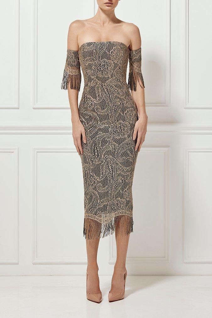 Misha Mirielle Dress Gold Size 6 for rent on The Volte - main image