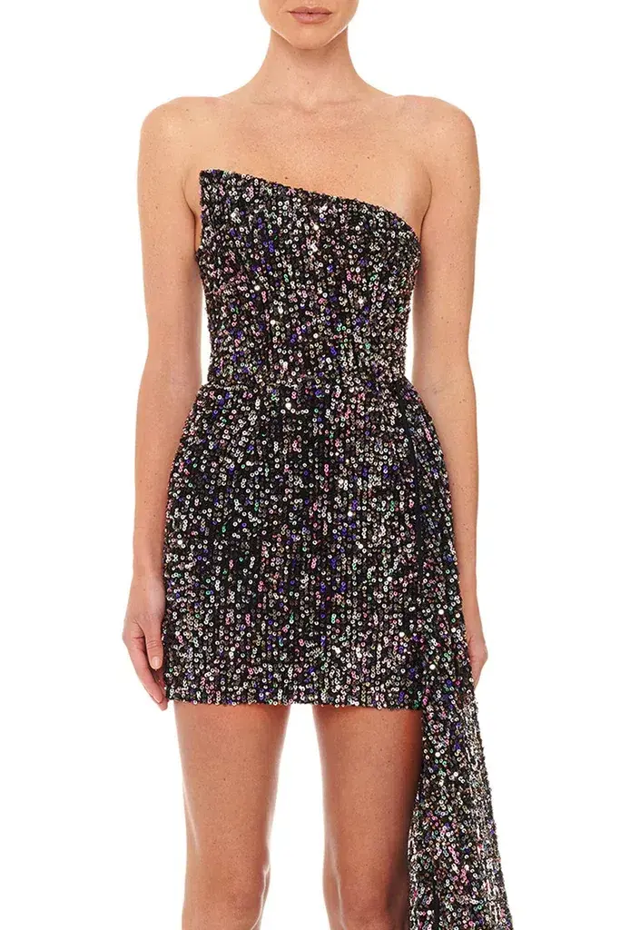 Eliya the Label Kamilla Dress Black Sequin Size 6 for rent on The Volte - main image