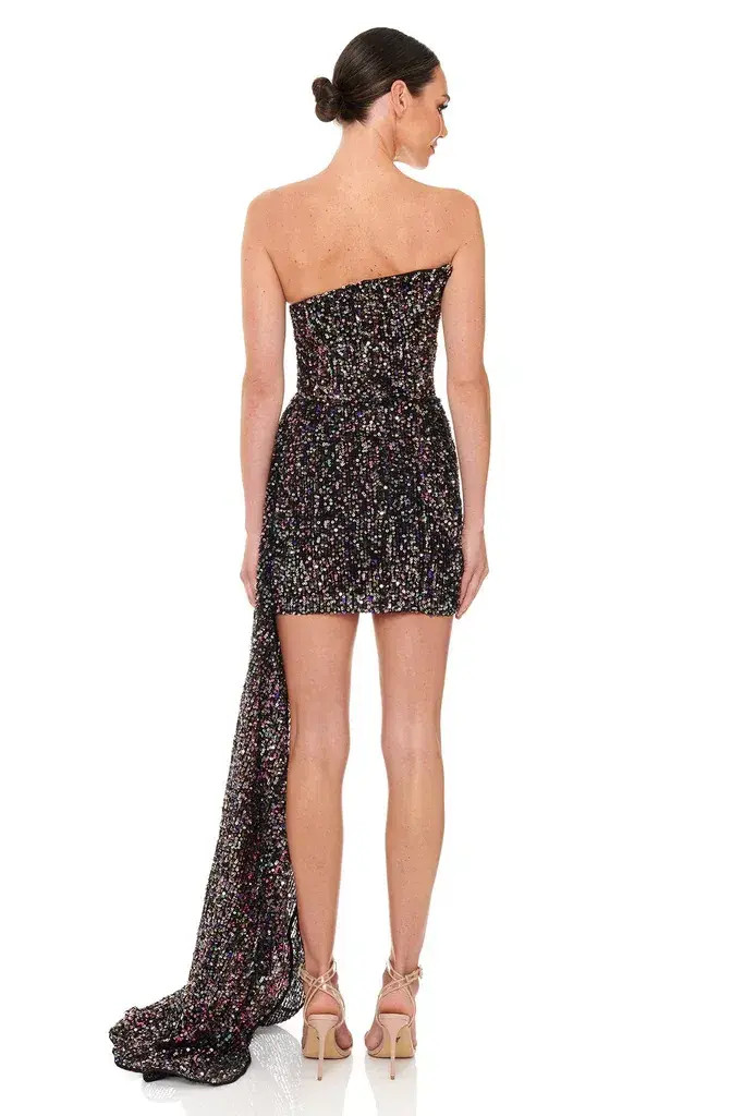 Eliya the Label Kamilla Dress Black Sequin Size 6 for rent on The Volte - main image