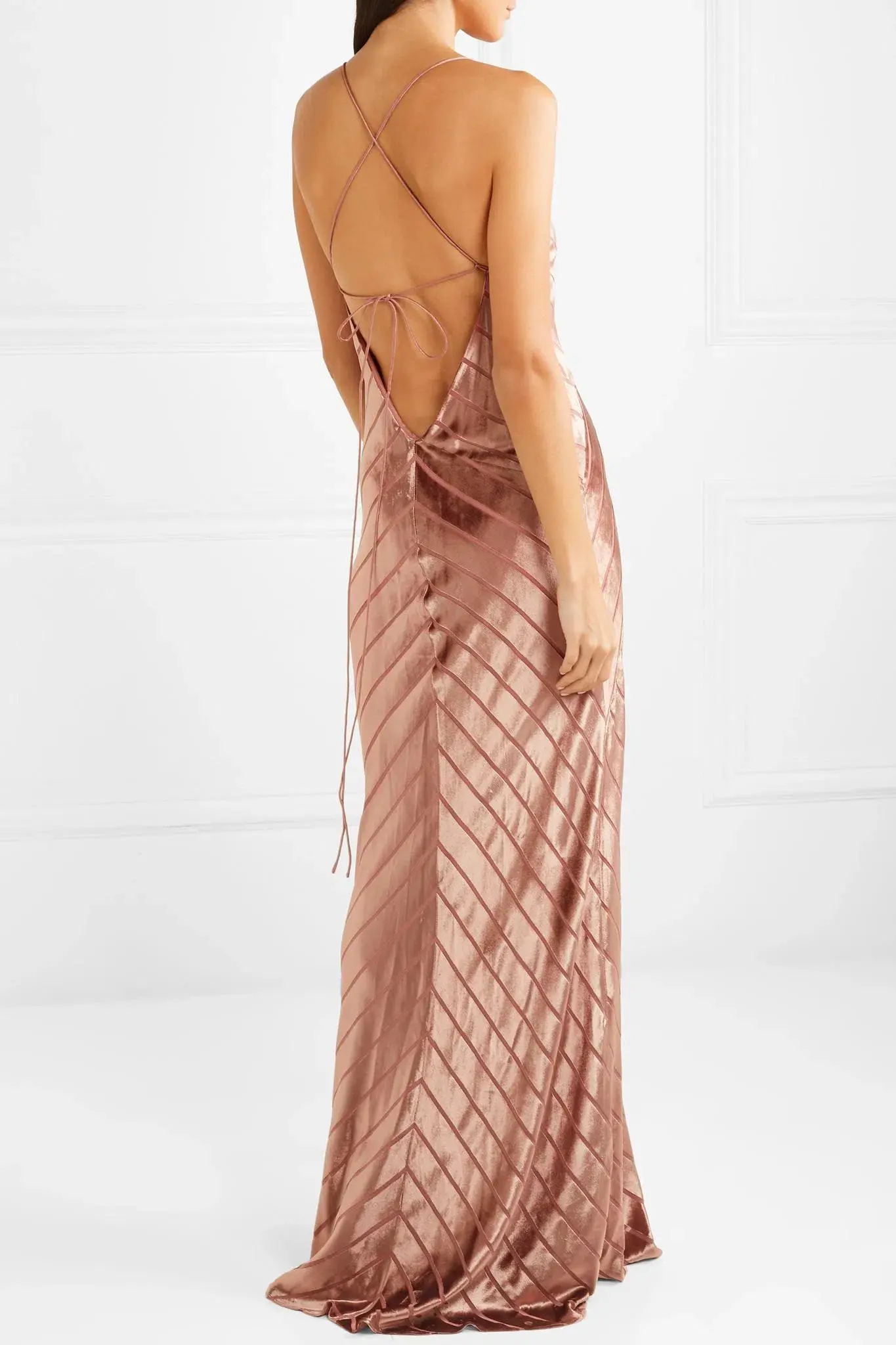 Michelle Mason Open Back Devoré-Velvet Gown in Antique Rose Pink Size 10 - Image 2