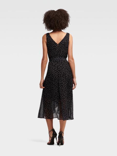 DKNY Sleeveless Ruffle Wrap Dress in Polka Dots Print Size 12 - Image 2