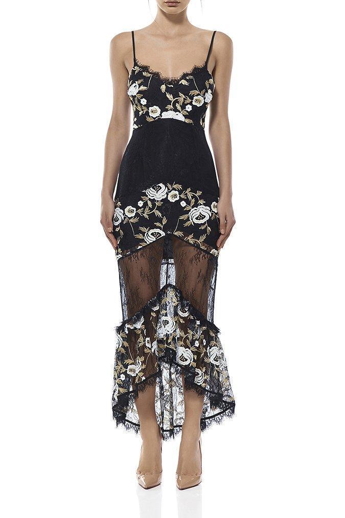 Misha Jacquie Lace Dress Black Size 6 for rent on The Volte - main image