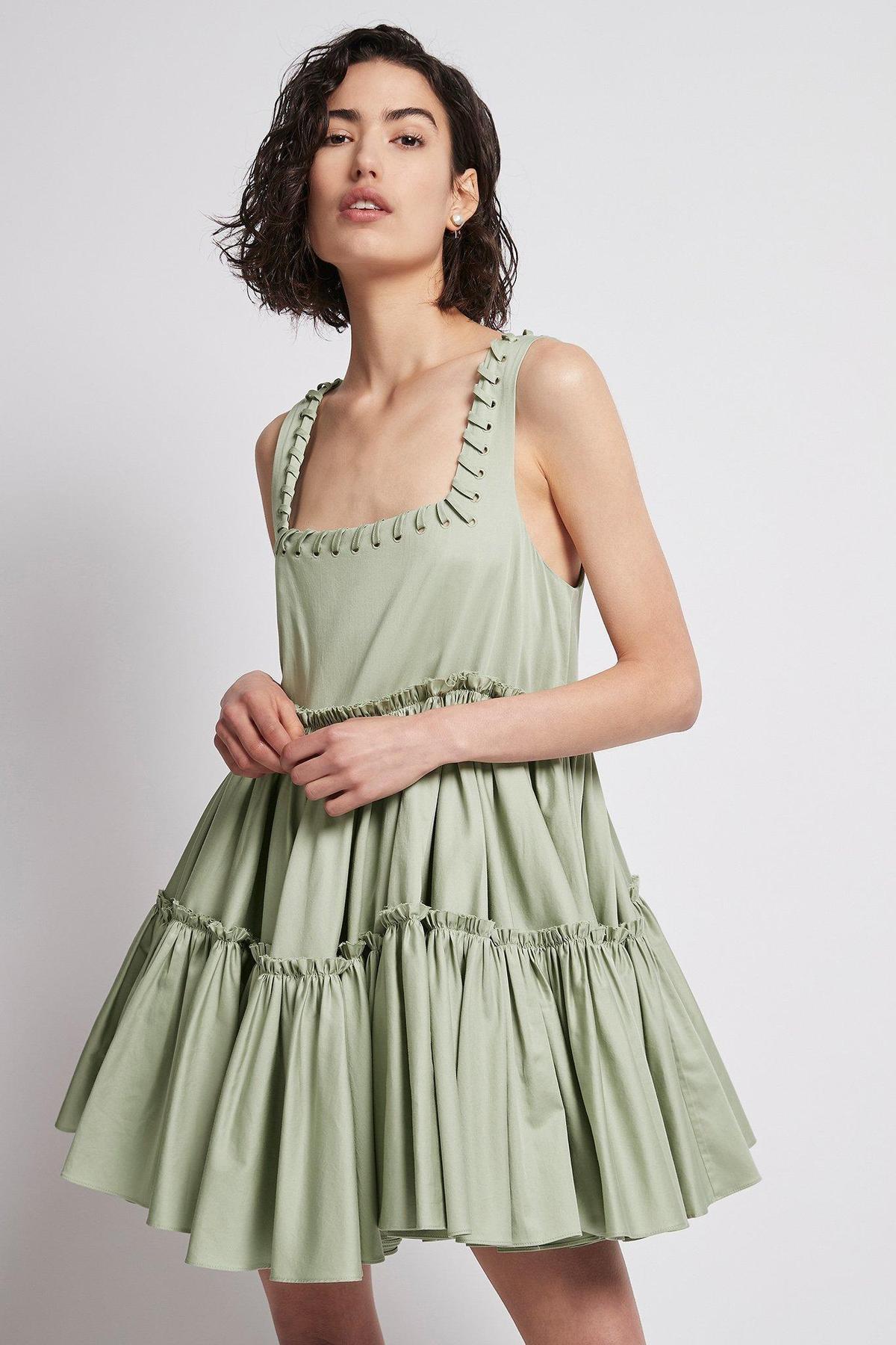 Aje Hushed Mini Dress Bamboo Green Size 8 - Image 1