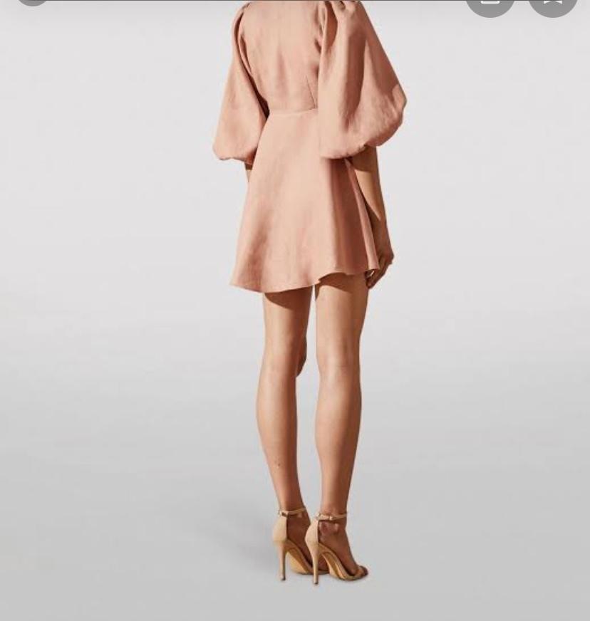 Shona Joy Ace Puff Sleeve Mini Dress Blush Size 6  - Image 4
