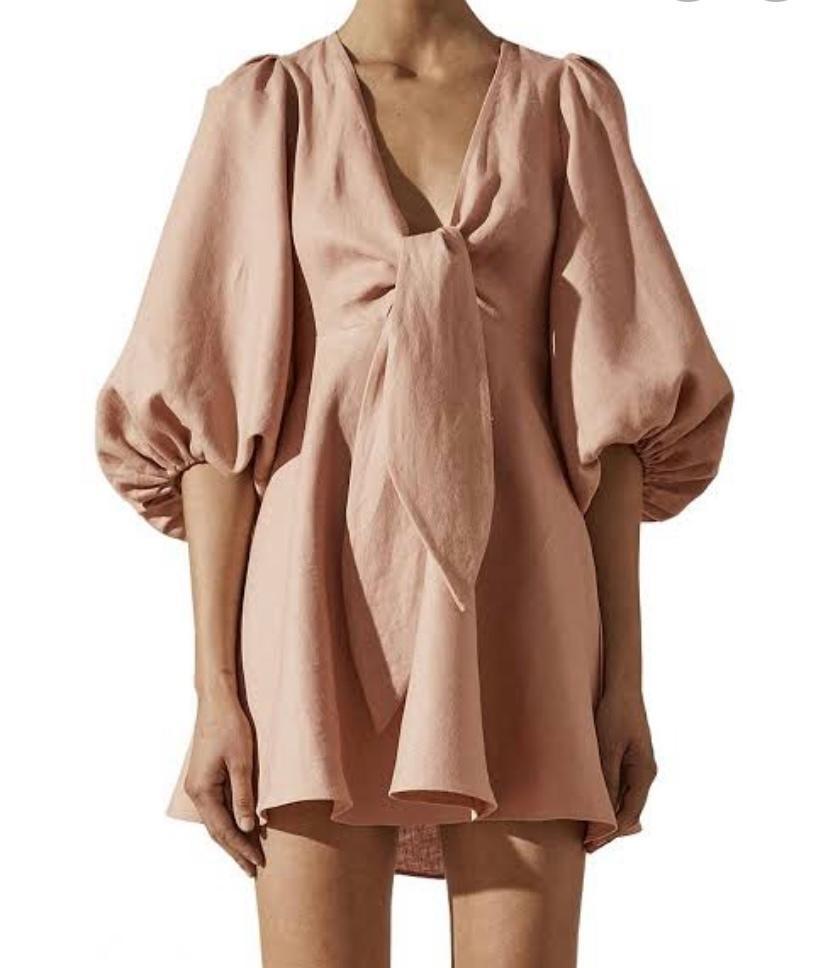 Shona Joy Ace Puff Sleeve Mini Dress Blush Size 6  - Image 1