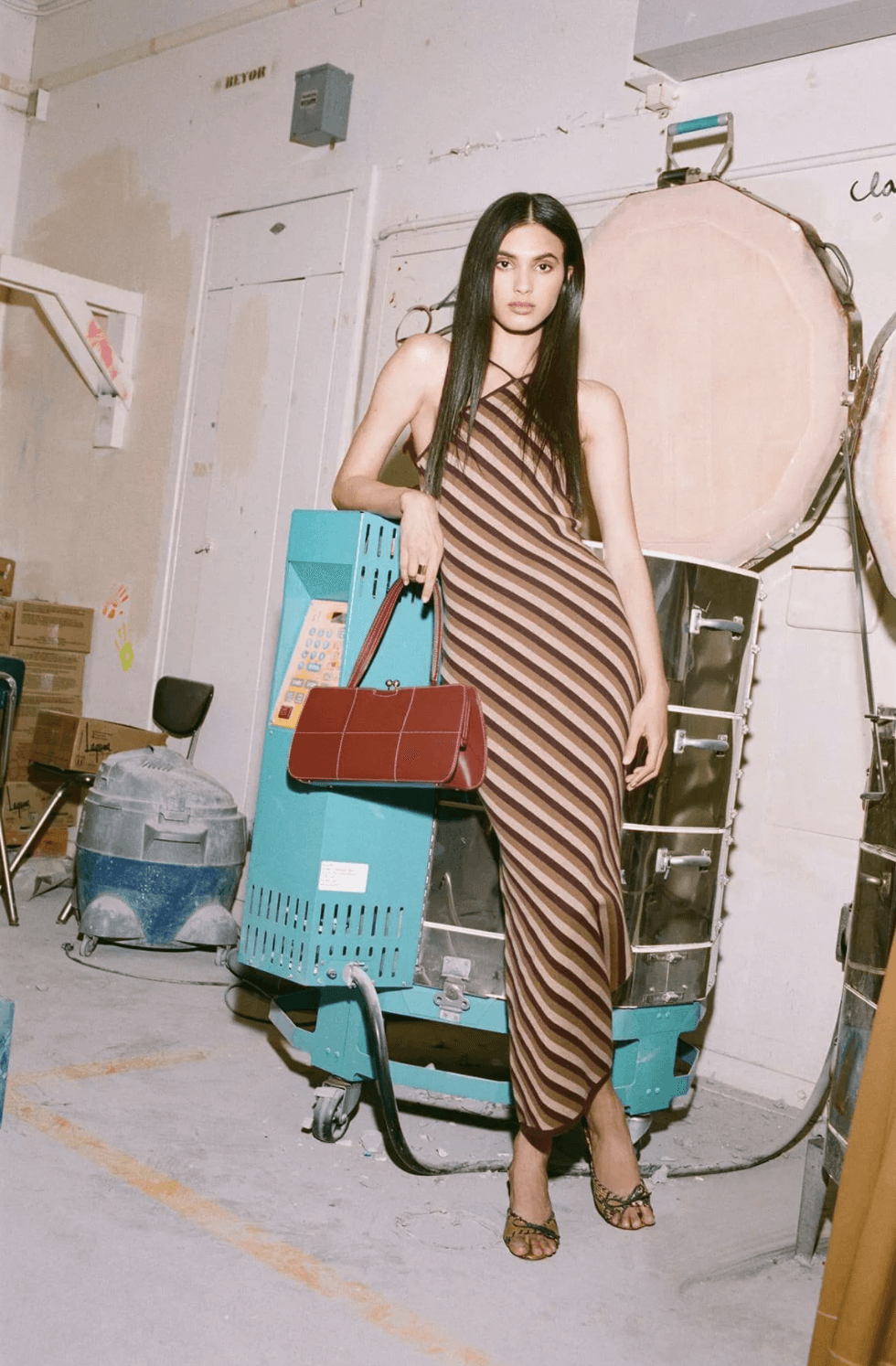 "Staud" Carmel maxi dress, brown diagonal stripe, size small, RRP $320 - Image 3