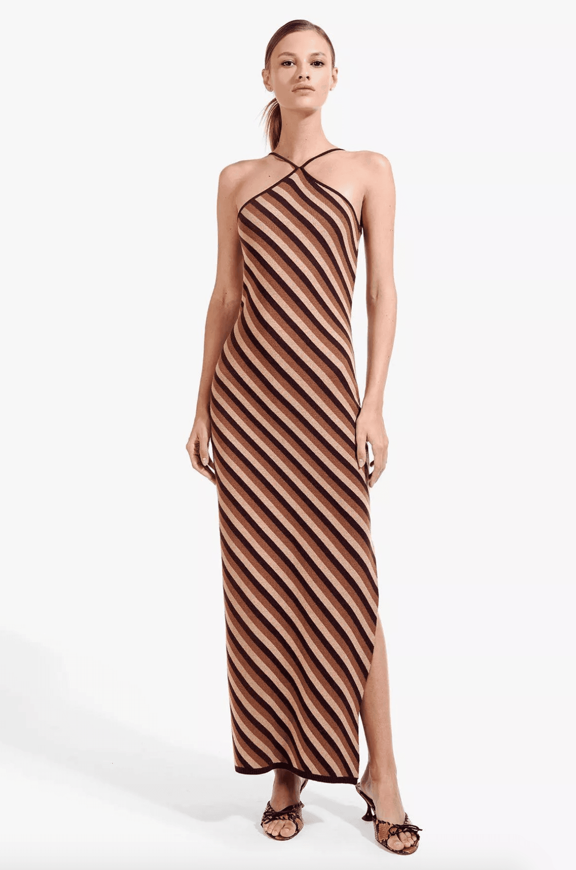 "Staud" Carmel maxi dress, brown diagonal stripe, size small, RRP $320 - Image 4