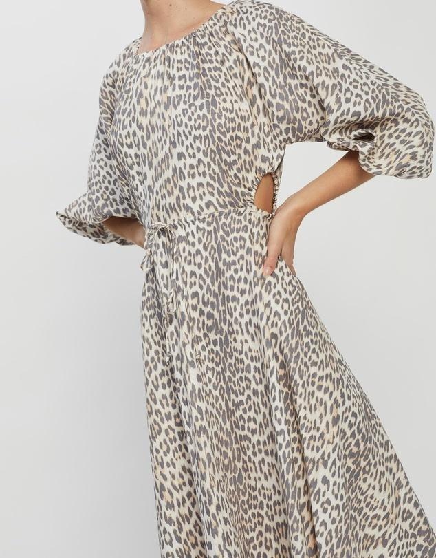 Bec & Bridge Ocelot Linen Midi Dress Print Size 8  - Image 6