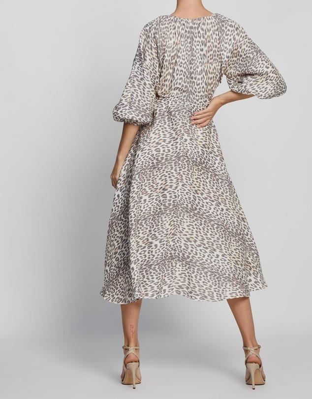 Bec & Bridge Ocelot Linen Midi Dress Print Size 8  - Image 2